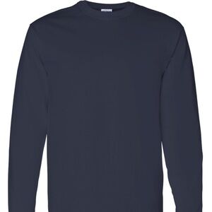 Gildan Unisex Navy Long Sleeve T-Shirt NEW
